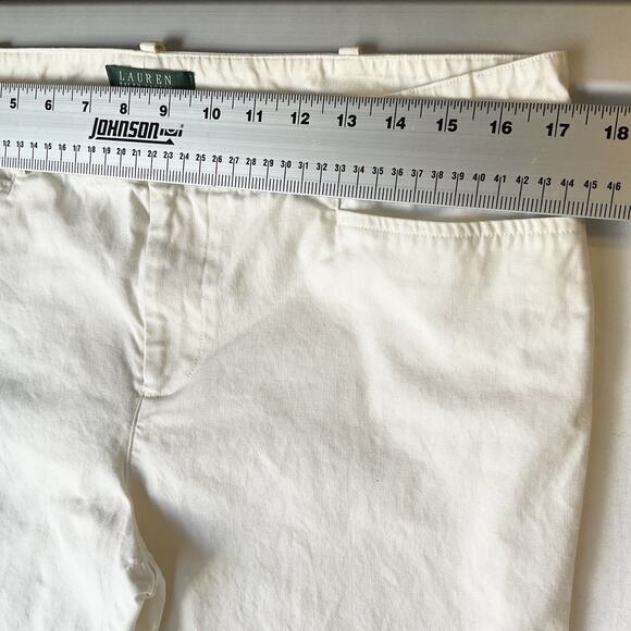 Lauren Ralph Women Pants 12 White Chino Zipper 30" Inseam Mid Rise Straight - Picture 3 of 10